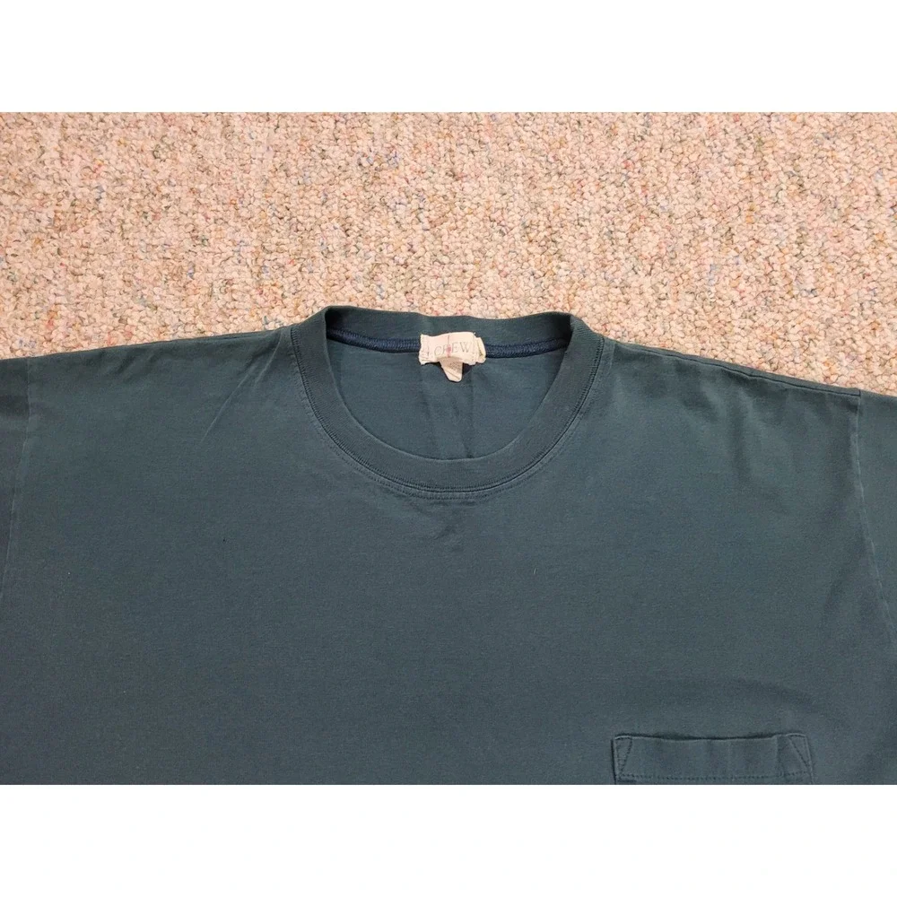 J Crew Shirt Mens XL Green Oarsman Pocket Crew Neck Short Sleeve Vintage Y2K